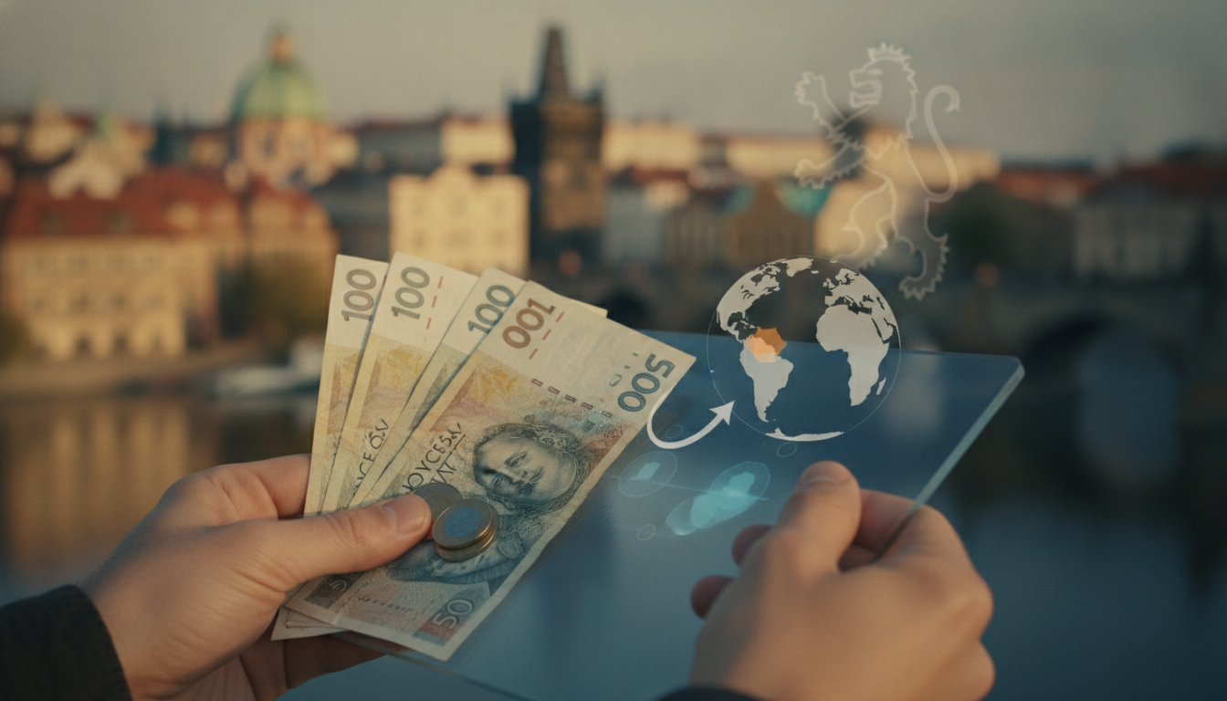 Illustration for section: However, traditional banks come with a distinct set of pros and cons for Czech Koruna Remittance. On - Czech Koruna Remittance