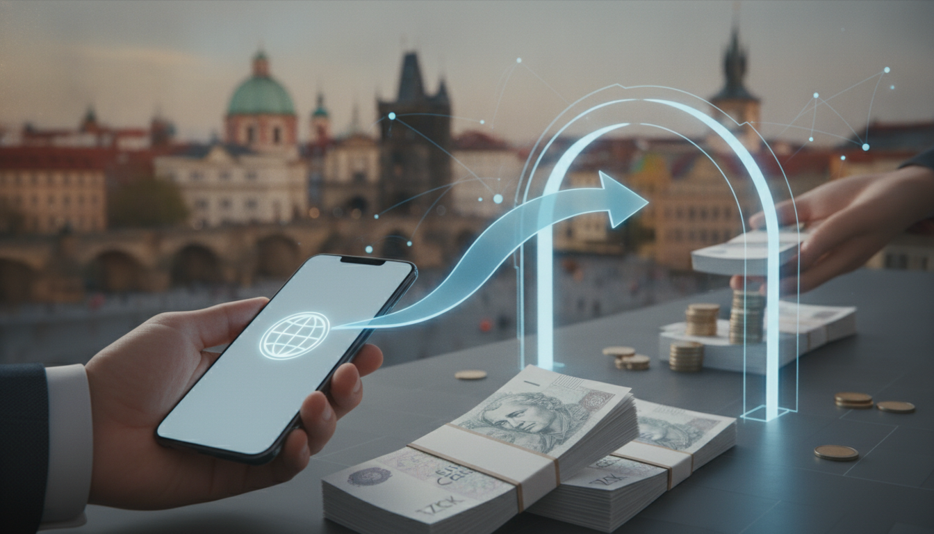 Illustration for section: International wire transfers through the SWIFT system are renowned for their global reach, connectin - Foreigner CZK transfers